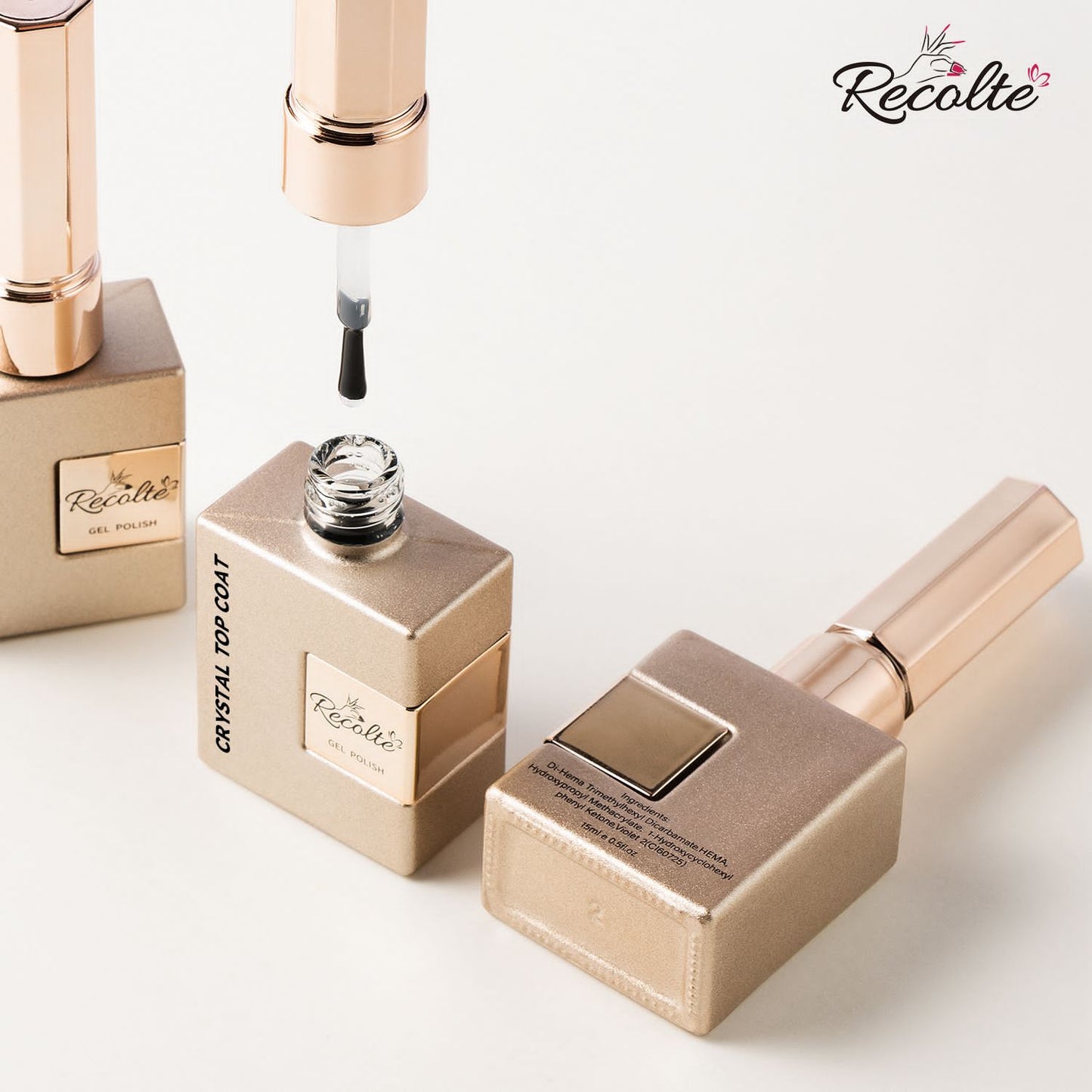 Recolte Crystal Top Coat Gel Polish | Clear High Shine Nail Top Coat