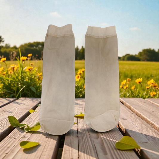 Ultra-Sheer Skin-Colored Ankle-Length Stockings Pair